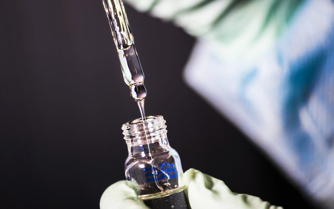 a droping liquid in a medical container