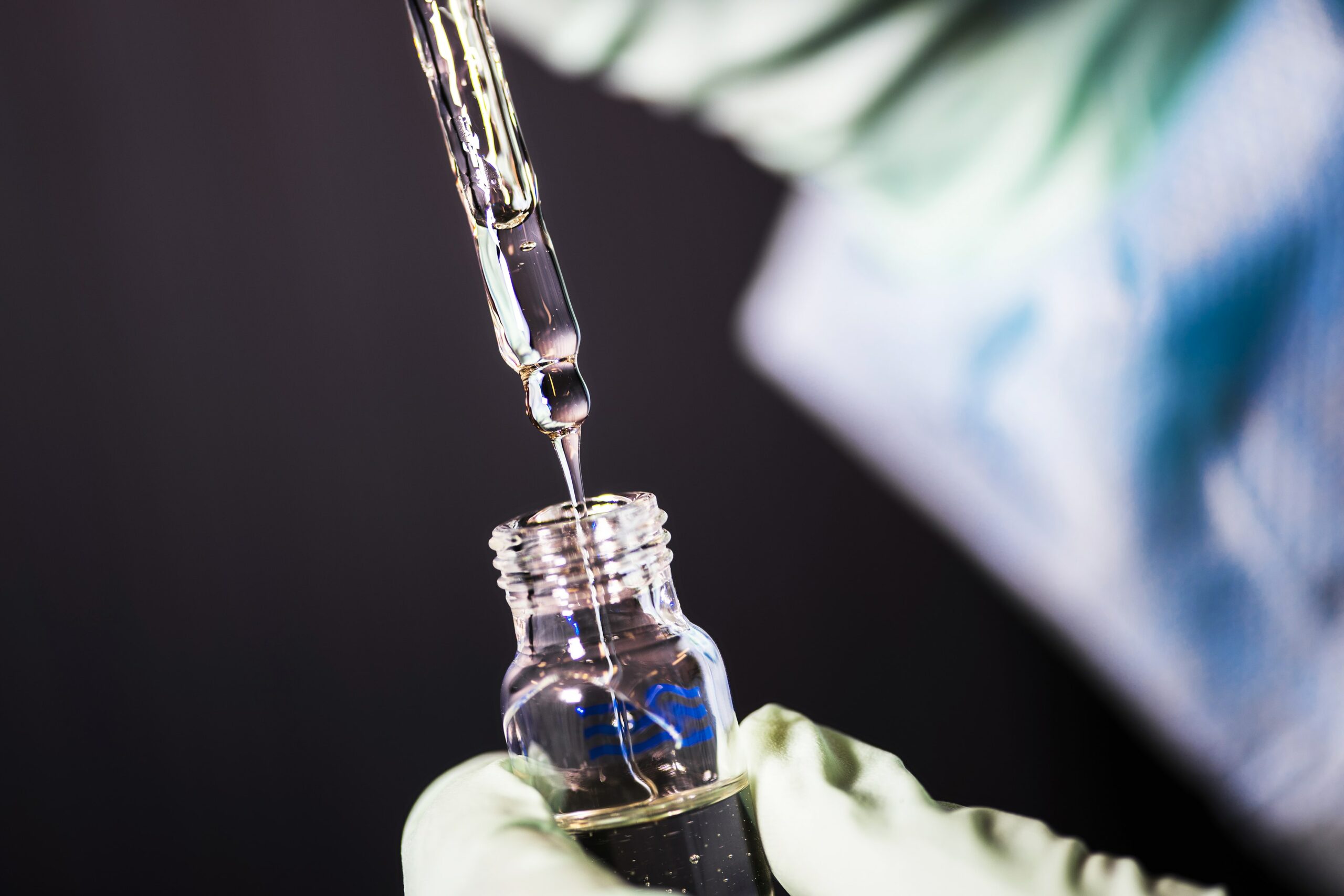 a droping liquid in a medical container