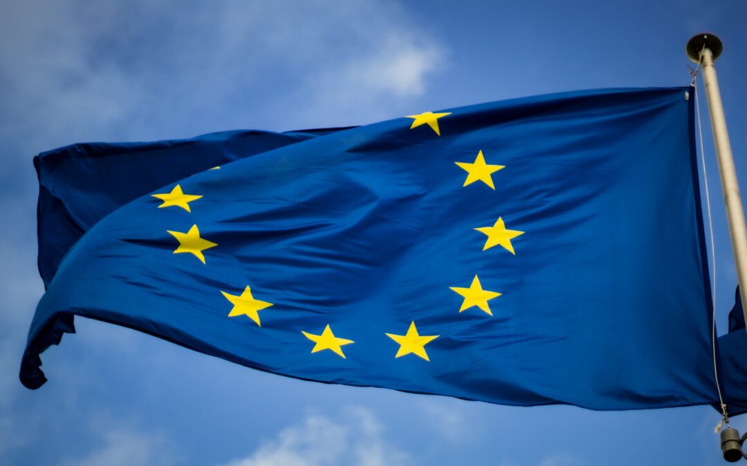Flag of the European Union in the wind