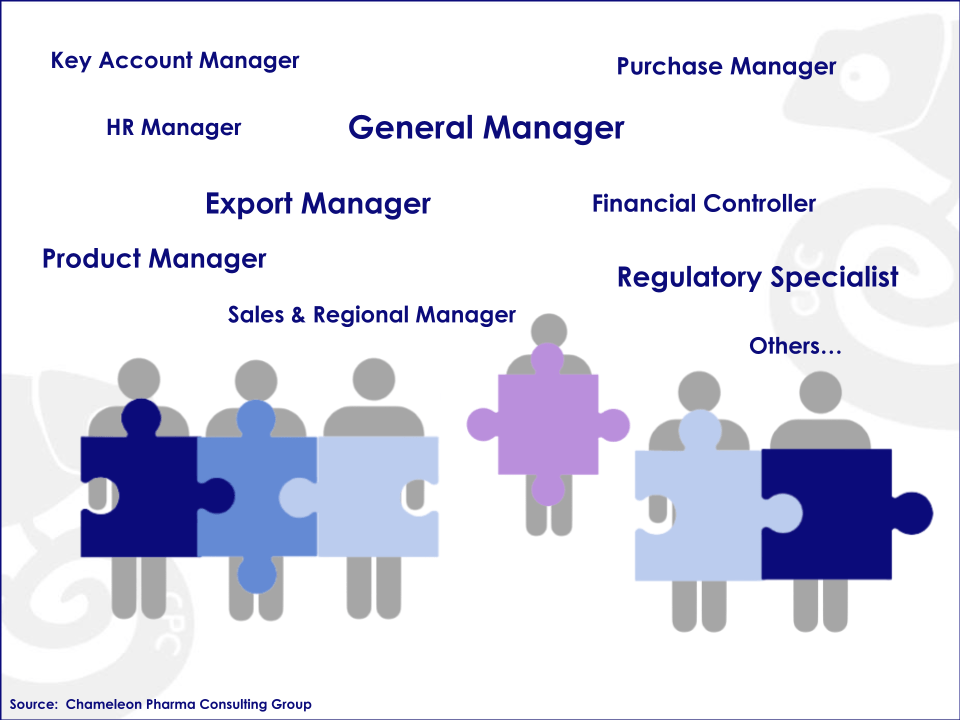 Manager Job Position Infographic with different management positions: Key Account Manager, HR Manager, GM, Purchase Manager, Export Manager, Financial Controller, Product Manager, Regulatory Specialist, Sales and Regional Manager and others