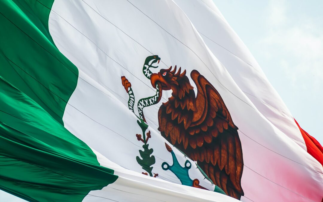 Mexican flag in the wind