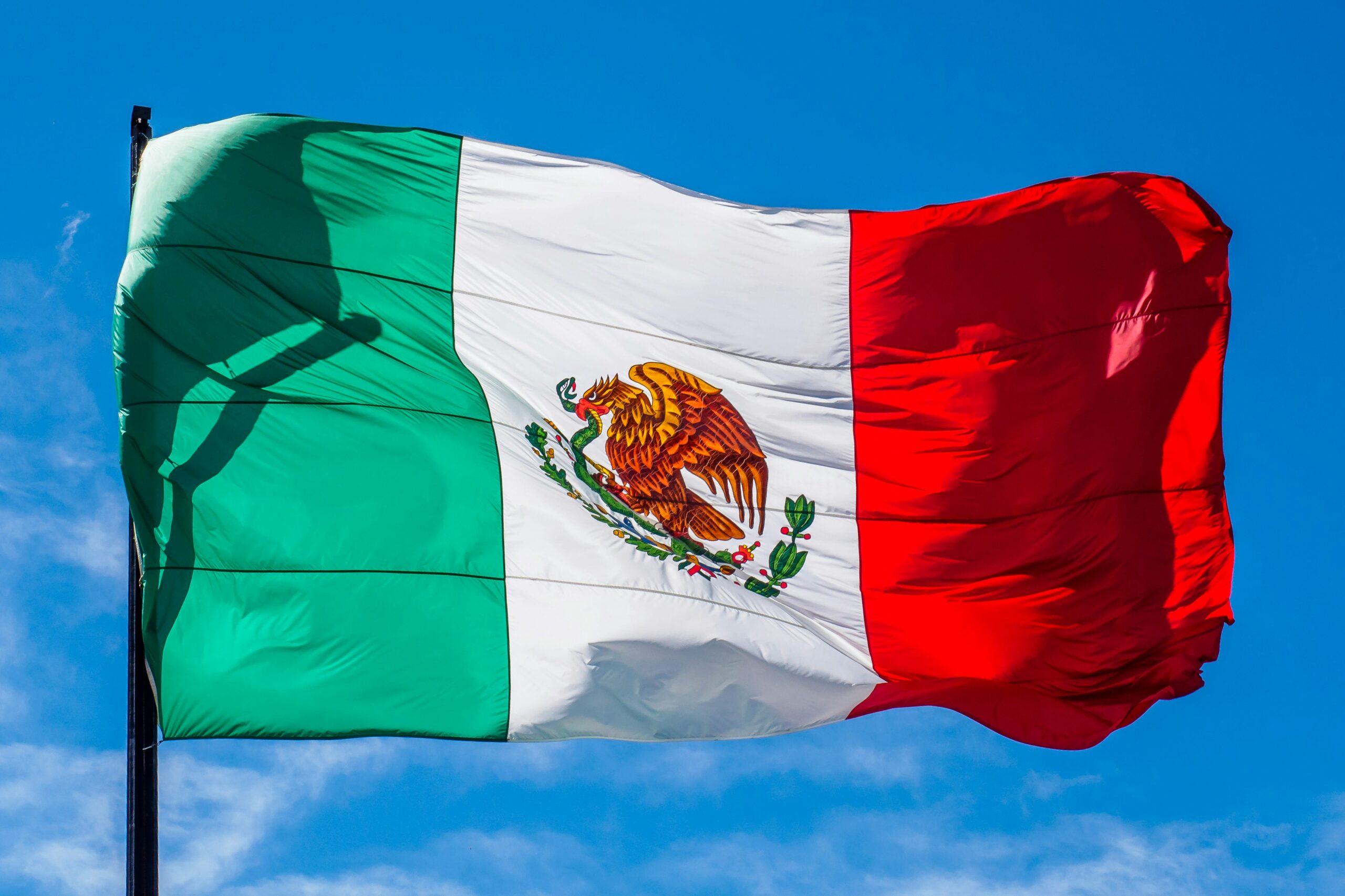 Mexican flag in the wind