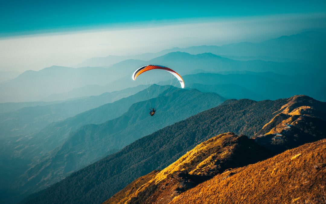 Parachutist in the mountains