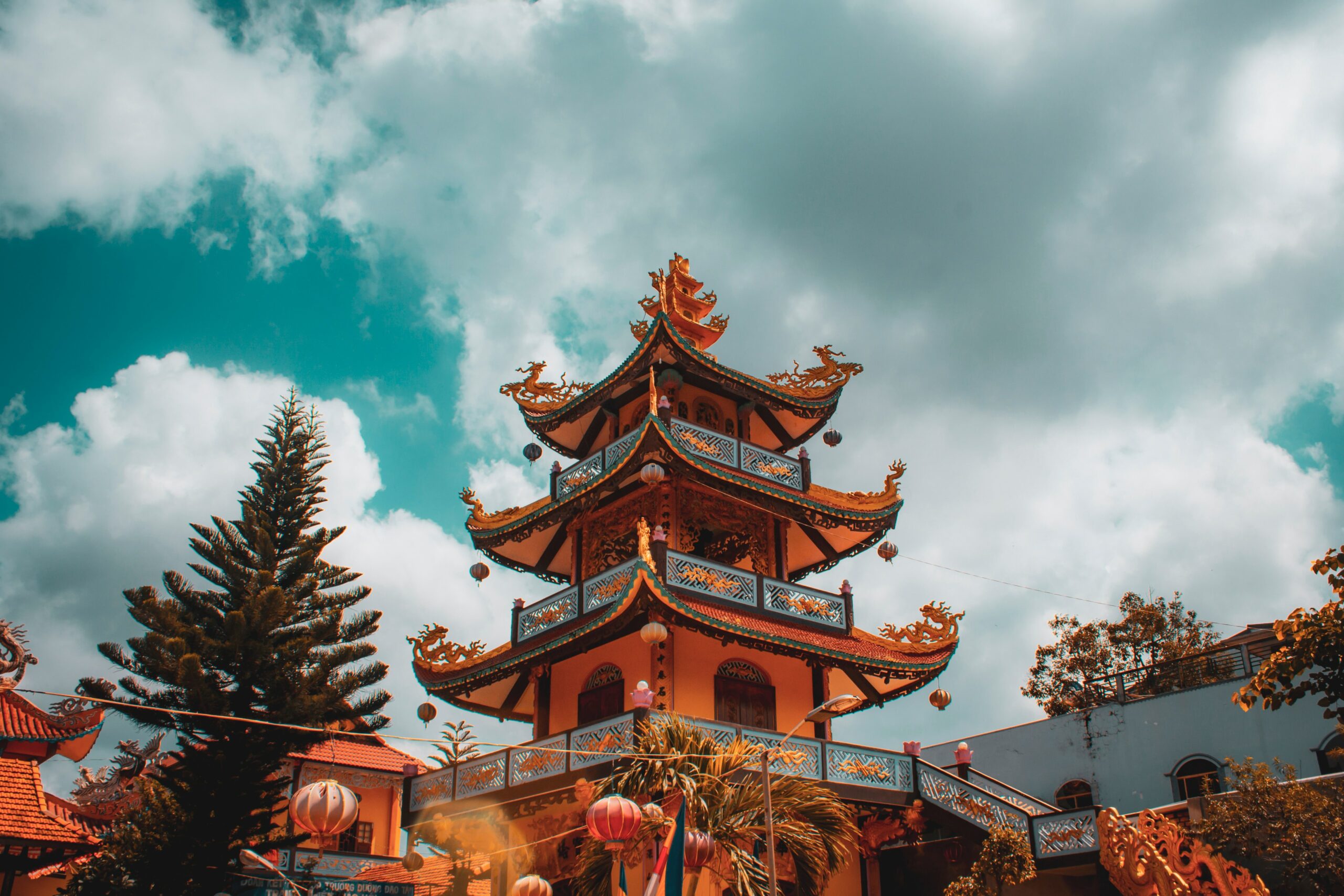 Vietnam Temple Vietnam temple with cloudy sky