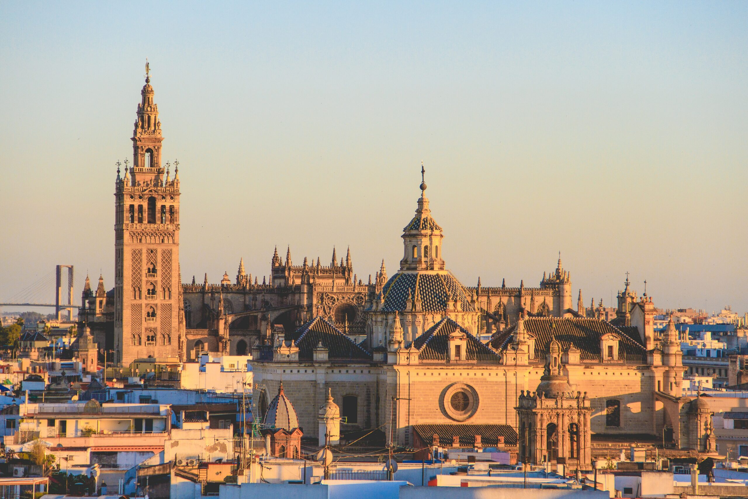 Cathedral of Saint Mary of the See in Seville under the sunset