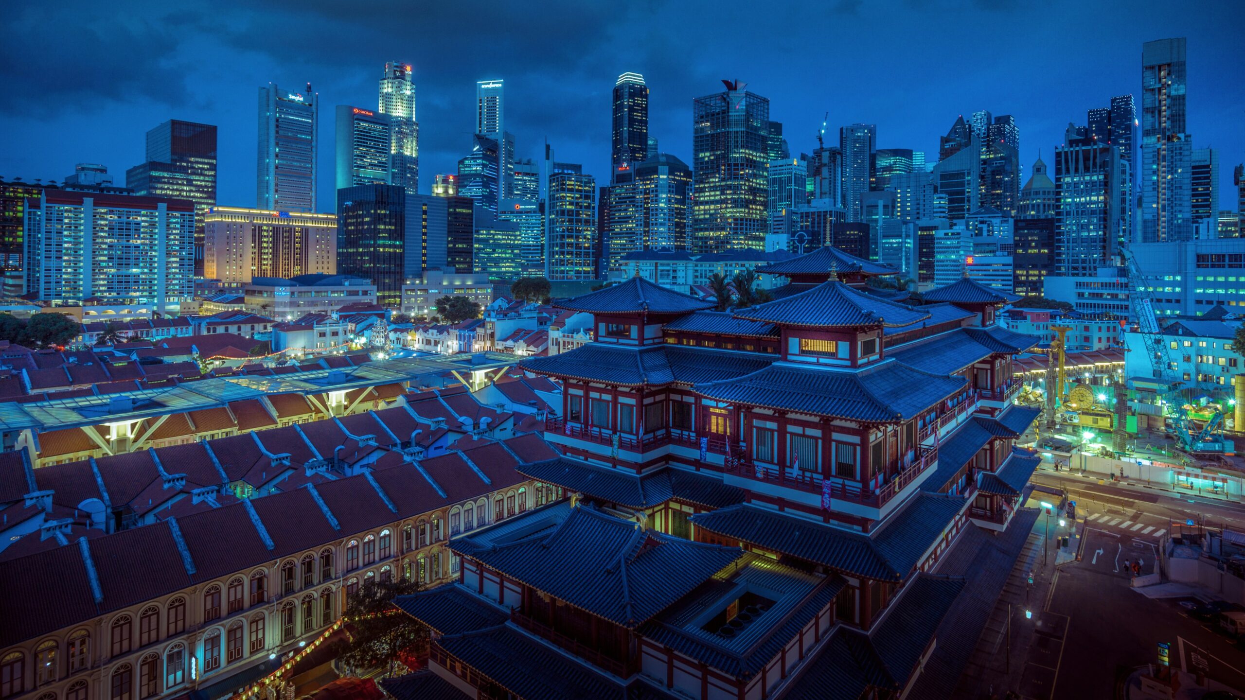 City skyline during night time