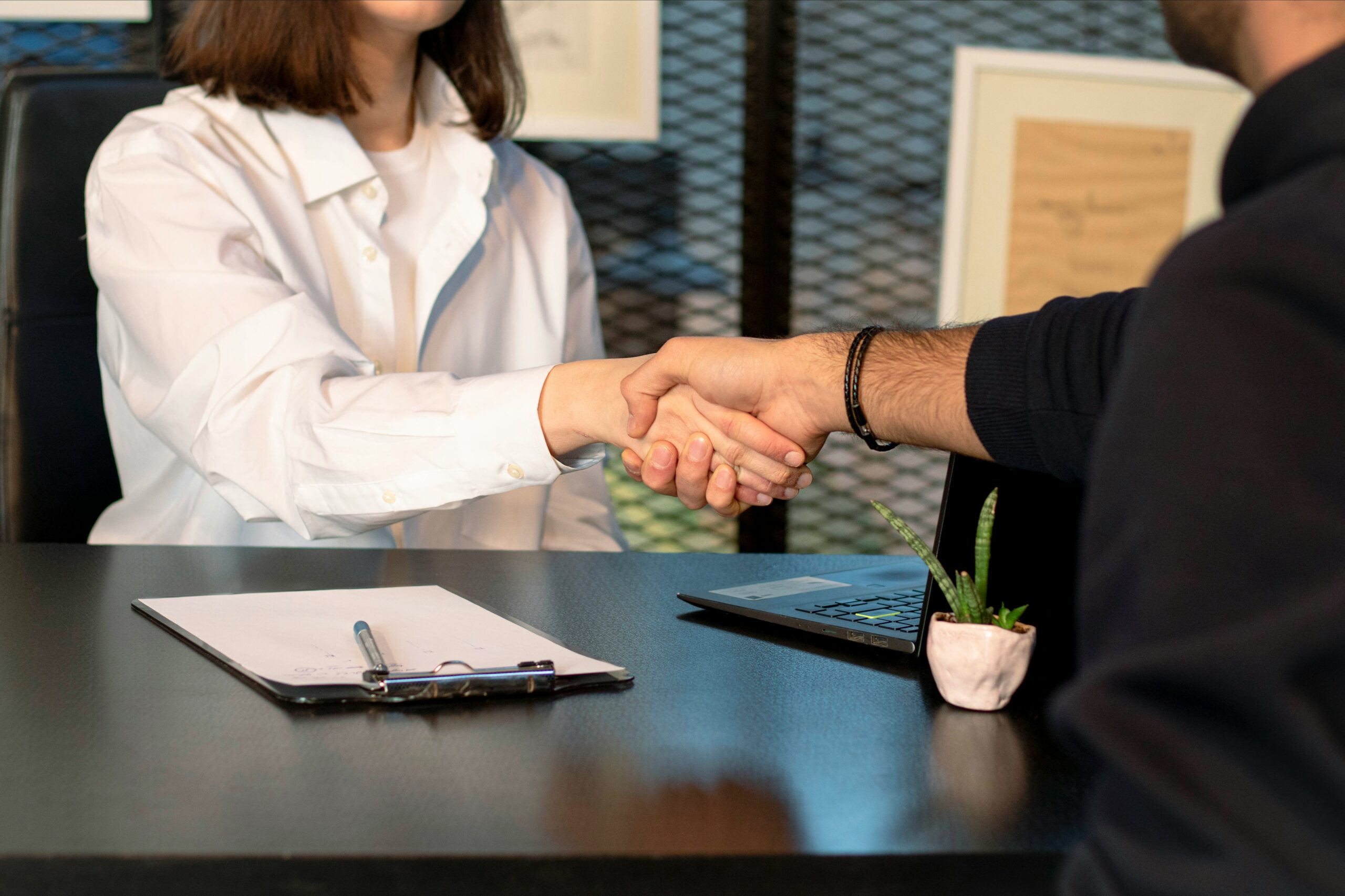 Picture of a Man and a Woman Shaking Hands